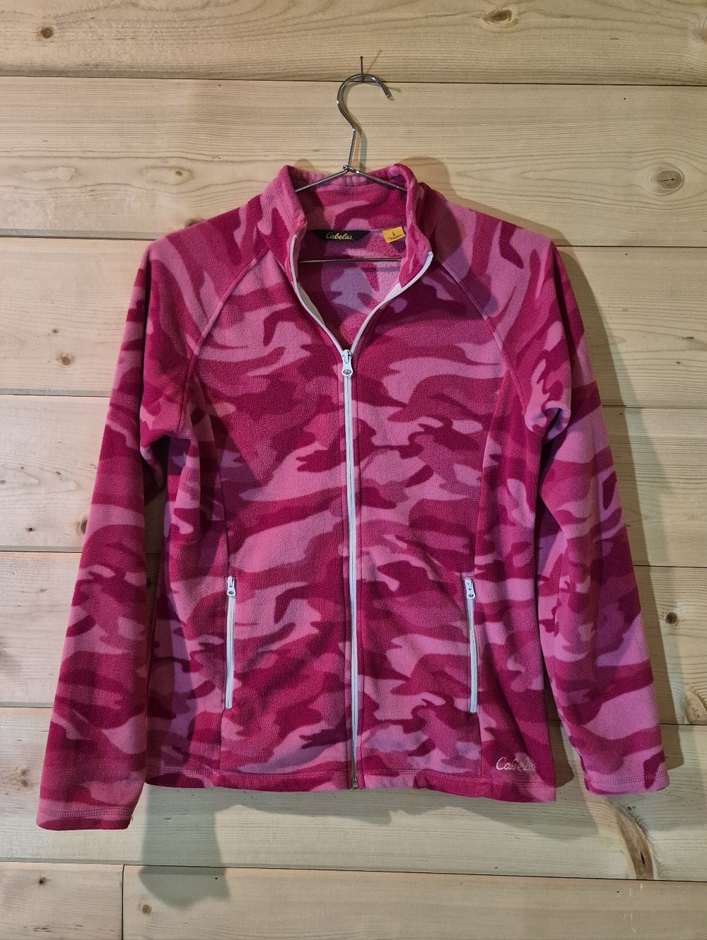 Cabela's Pink Camouflage Fleece Jacket Size L 18x23